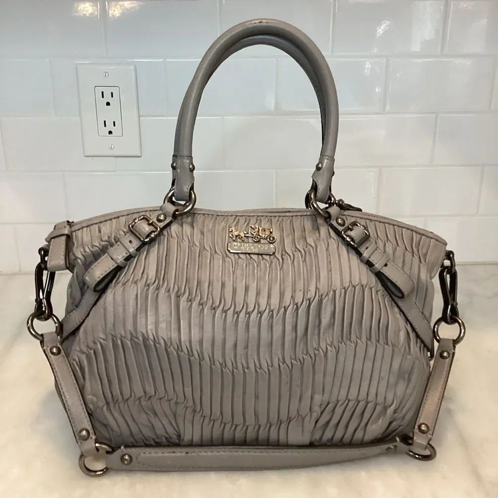 Coach Purse Handbag Leather Madison Sophia Gathered Convertible Satchel Bag